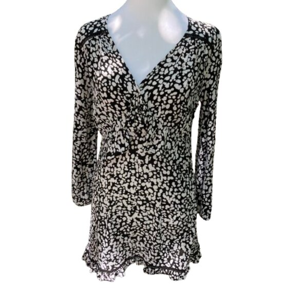 River Island Women's Short Dress With Ruffles LS Cottage Boho Lightweight, US 4 - Picture 1 of 12